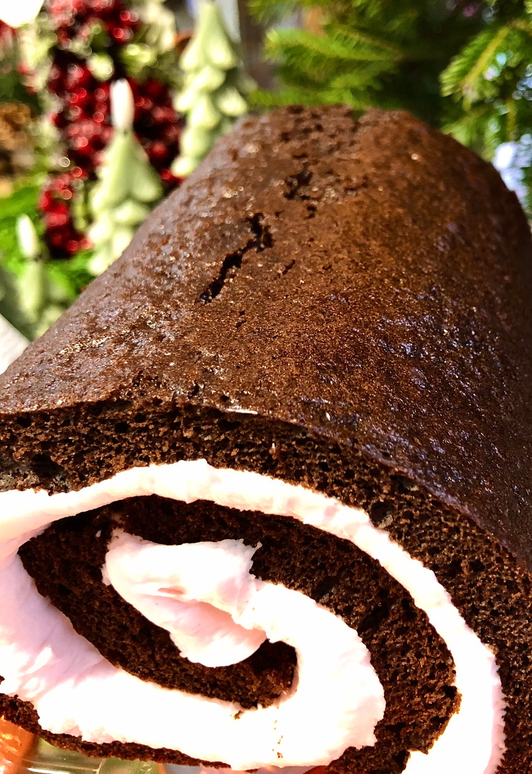 Christmas Chocolate Peppermint Swiss Roll