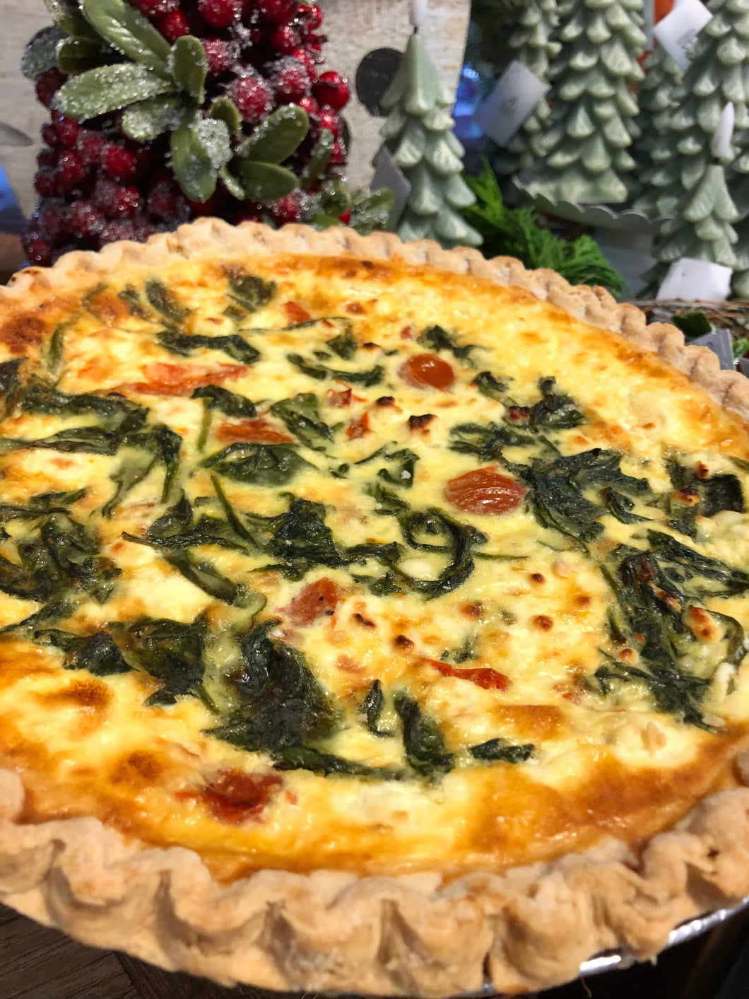 Christmas Quiche - Spinach, Goat Cheese, and Roasted Tomato